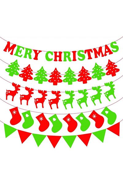 Qpout Set of 5 Qpout Christmas banners, felt, red/green/white, 2 m