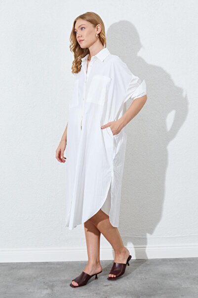 TENA Γυναικείο φόρεμα πουκάμισο με διπλή τσέπη με χαλαρή εφαρμογή