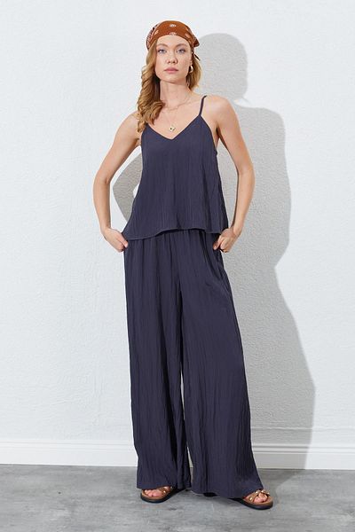 TENA Women's Anthracite Rope Strap Short Pants Wrinkle Suit