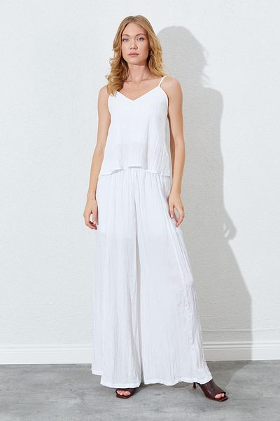 TENA Women's Ecru Drawstring Strap Short Pants Wrinkle Suit
