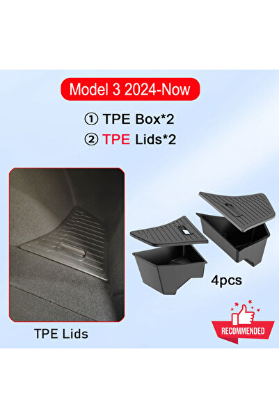 choice2 4 قطع مع أغطية من مادة TPE لصندوق تخزين صندوق السيارة الخلفي لسيارة ت...