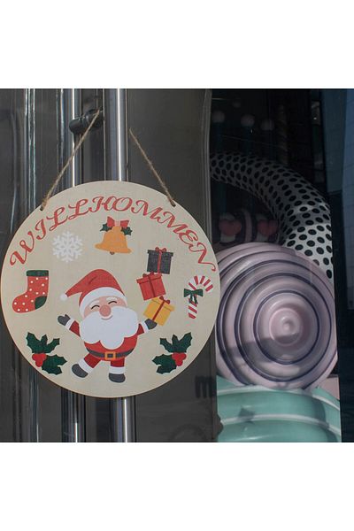 Mak store Makstore Christmas door decoration, multicolor, round, wood, 30 x 30 cm