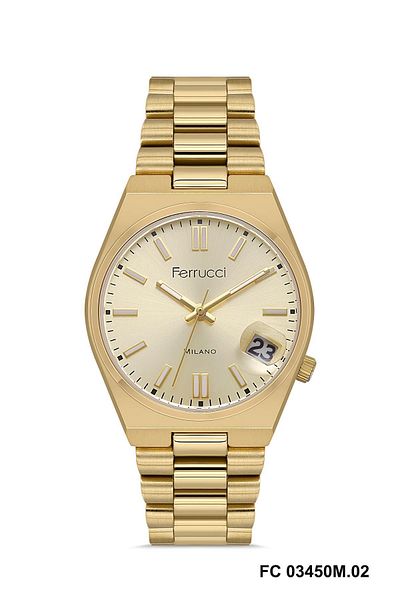 Ferrucci Calendar Dial Gold Color Metal Cord Unisex Wrist Watch