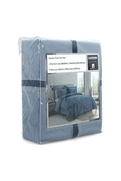 Cannon Premium Quality Soft Cotton Embroidered Duvet Cover Set Blue King