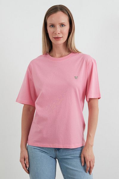 Fulla Moda Μπλουζάκι Crew Neck με αξεσουάρ πεταλούδας