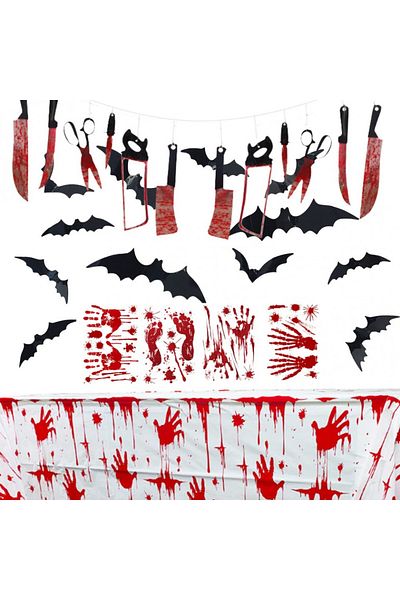 Metaparty Set of 29 Halloween decorations Metaparty, red/white/black, PVC