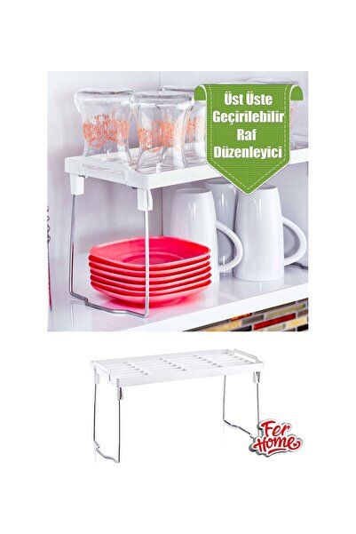 BRK PLASTİK Tabak Bardak Organizer Mutfak Dolap İçi Raf Düzenleyici