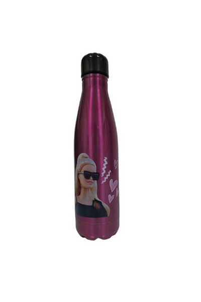 First Kid Barbie Double Wall Stainless Steel Water Bottle Pink and Black 600ml