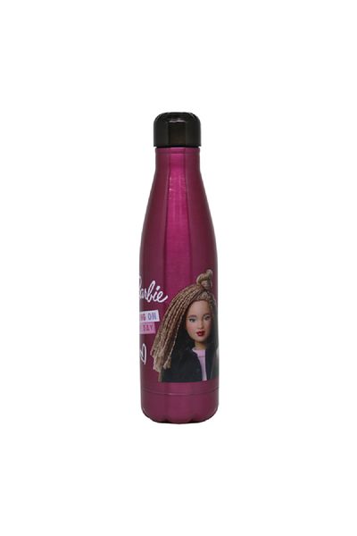 First Kid Barbie Double Wall Stainless Steel Water Bottle Pink and Black 600ml