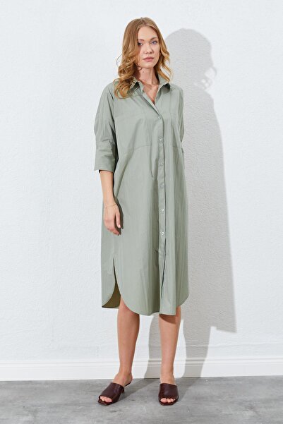 TENA Γυναικείο φόρεμα πουκάμισο με διπλή τσέπη με χαλαρή εφαρμογή