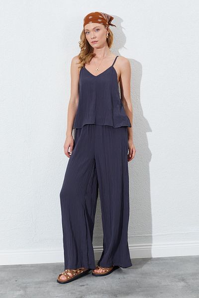 TENA Women's Anthracite Rope Strap Short Pants Wrinkle Suit