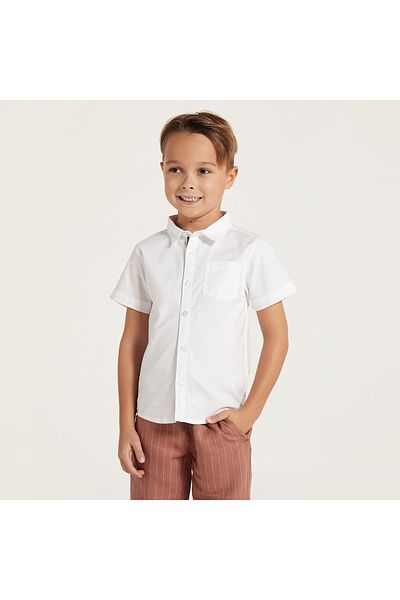Juniors Solid Button Up Shirt With Chest Pocket