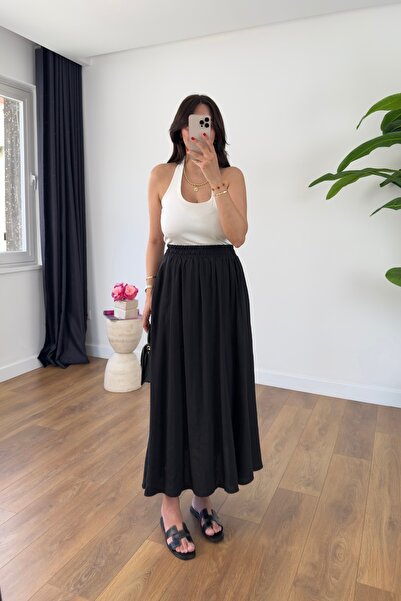 BİRCANÇİL Sabrina Black Pocket Detailed Skirt