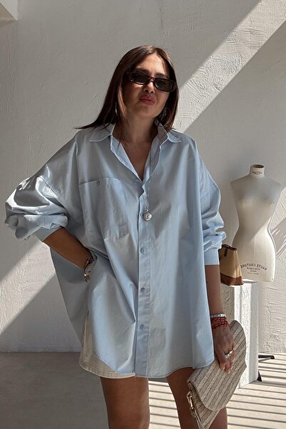 ELVAN TOLON Mavi Büyük Tek Cepli Gömlek