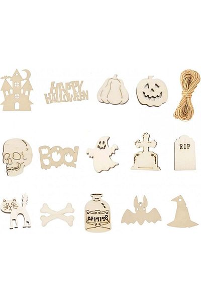 Jingyukj Set of 14 Halloween decorations Jingyukj, wood, white, 3m