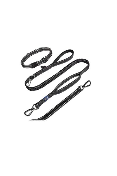 Miscis lesă dublă pentru câini, metal/nailon, neagră, 150 cm