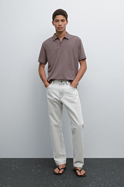 Massimo Dutti Mikro dokulu ve pamuklu polo yaka t-shirt