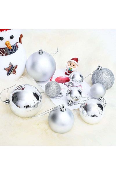 LessMo Set of 30 LessMo Christmas baubles, plastic, silver 6 cm