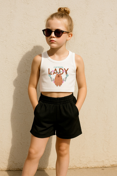 TARZ STİL طقم شورت قصير مطبوع للبنات من ليدي كوندوز 22994