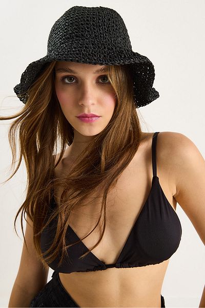 Bianco Lucci Women's Hand Knitted Straw Hat 14399 60801007