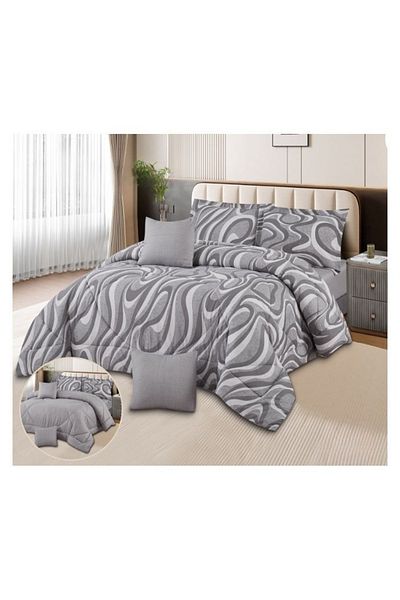 smart home Double-sided comforter set, 6-piece bedspread, 6-piece filling comforter, 100% microfiber comforter, 230 x 250 cm