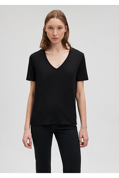 Mavi V-Neck Black Basic T-Shirt