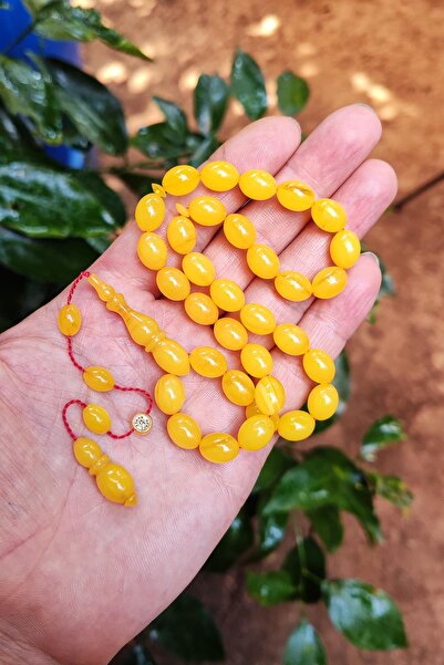 Vip Kehribar 8x11 ملم مسبحة من العقيق الأصفر من صنع آيهان توران