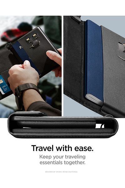 Spigen Life Passport Card Holder AirTag Passport Wallet SIM Card Pin Included - Black