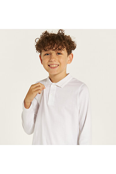 Juniors Solid Polo T-Shirt With Long Sleeves