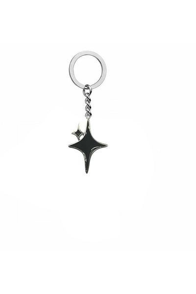 Herşey Nota Black Aesthetic Stars Figured Unisex Keychain – Minimal Gothic and Cosmic Style Touch