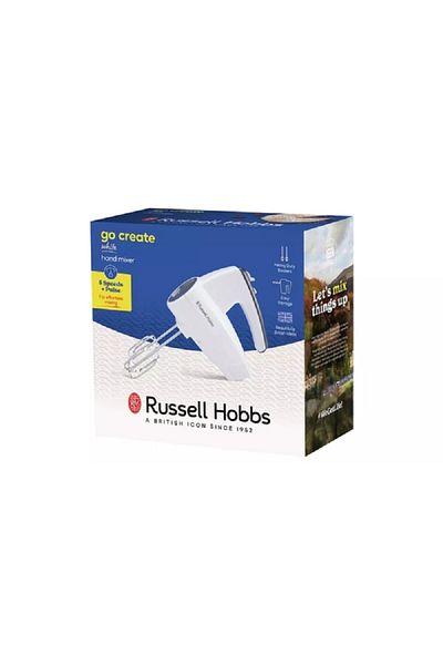russell Hobbs 250W Go Create Electric Hand Mixer White and Grey 27520GCC