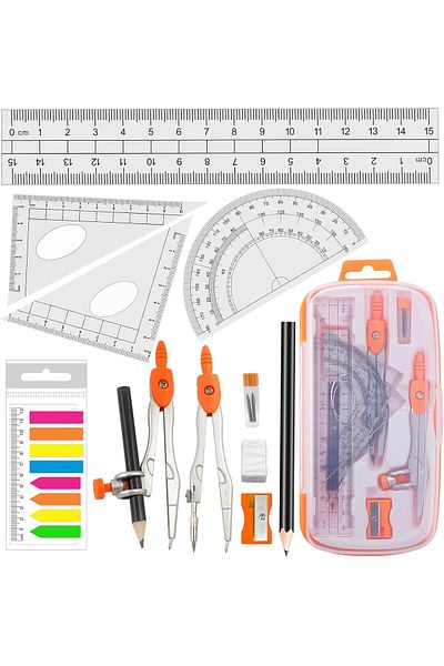 Lumely Geometry Compass Set,with Maths Protractor Set Squares Ruler and More,for Students Starters