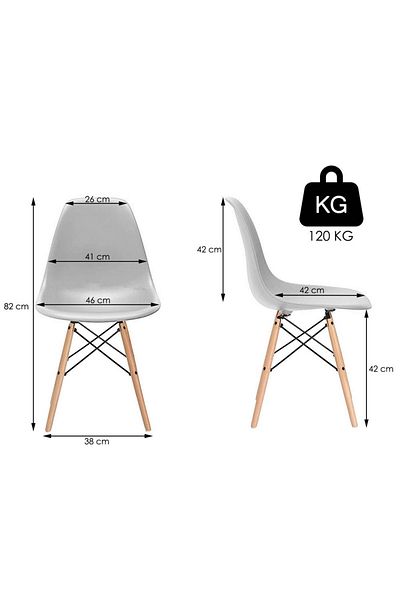 SERSIMO Scaun Dining Scandinav Pentru Bucatarie, 38x42x82cm, Alb