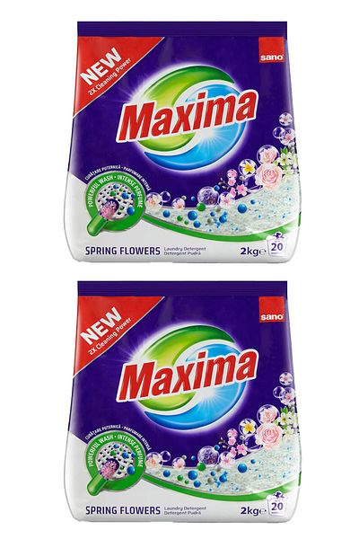 Maxima Sano Maxima Απορρυπαντικό σε σκόνη Άνοιξη Λουλούδια, 2 x 2kg - 2 x 20 πλύσεις