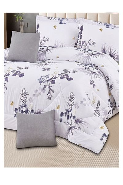 smart home Double-sided comforter set, 6-piece bedspread, 6-piece filling comforter, 100% microfiber comforter, 230 x 250 cm