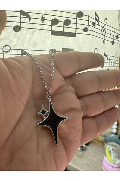 Herşey Nota Black Aesthetic Stars Figured Unisex Necklace – 60 cm Chain, Minimal Gothic Sky Design