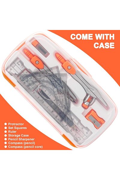 Lumely Geometry Compass Set,with Maths Protractor Set Squares Ruler and More,for Students Starters