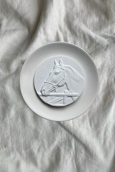 HOME DEKORİSTA Decorative Plate, Decorative Object, Stone Color Plate, Horse Decorative Object, Dekorista Home