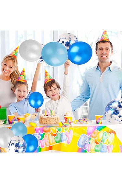 Colmanda number 5 birthday set, white/blue, latex/aluminum, 33 pieces