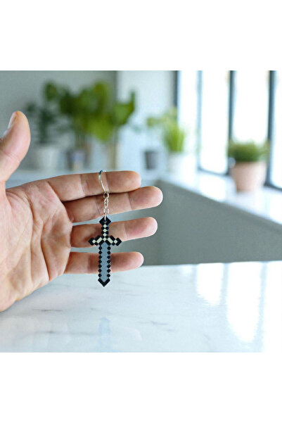 multiogz Minecraft Kılıç Anahtarlık – Piksel Figür | 3D Baskı Oyuncu Aksesuarı