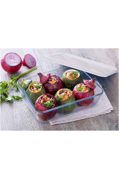 Pyrex Caserolă dreptunghiulară cu capac, Pyrex Cook & Freeze, sticlă termorezistentă, 19 x 14 x 5 cm, 800 ml