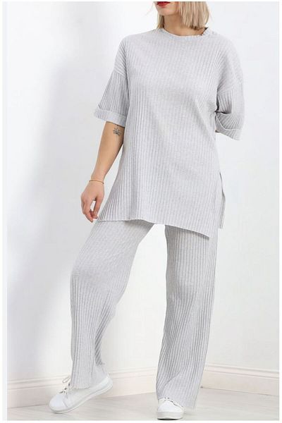 Hierapolis Cotton Ribbed Camisole Short Sleeve Women's Set - Top and Bottom Set - Tunic Set
