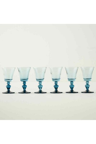 Bella Maison Colored 6-Piece Footed Coffee Side Water Glass Blue (47 Cc)