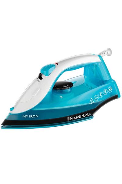 russell Hobbs 1800W Non-Stick Ceramic Plate Steam Iron Blue and White 25580GCC
