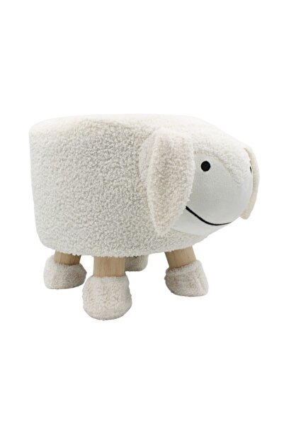 Arti Casa Taburet decorativ pentru camera copilului, în formă de miel, culoare albă, 36x28x27 cm, Arti Casa