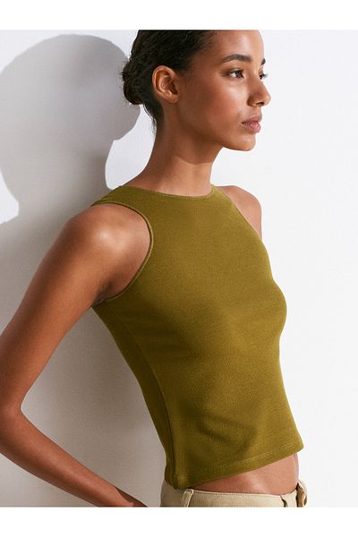 Dilvin 21129 Sleeveless Top-Dark Green