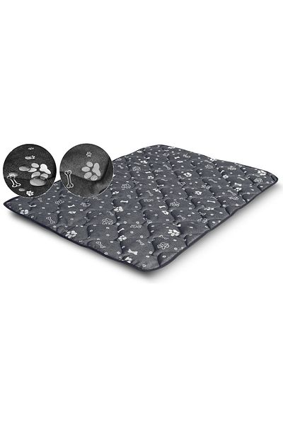 shumee Covoraș pentru câini 80x60 cm impermeabil, model oase argintii