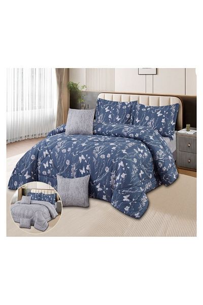 smart home Double-sided comforter set, 6-piece bedspread, 6-piece filling comforter, 100% microfiber comforter, 230 x 250 cm