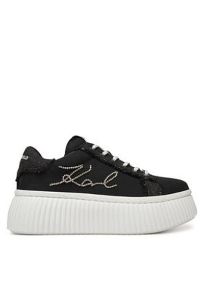 Karl Lagerfeld Teniși negri pentru femei KARL LAGERFELD-KL42372S D0S BLACK DENIM W/SILVER