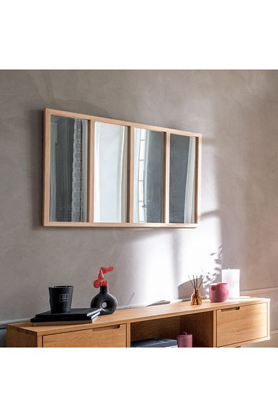 Atmosphera Créateur D'intérieur Atmosphera Nae mirror with paulownia wood frame, 116x76 cm, vertical/horizontal mounting, natural